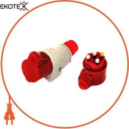 Силова розетка стаціонарна 3Р+Z, 400В, 32А, IP44 безгвинтова, Enext, 126S