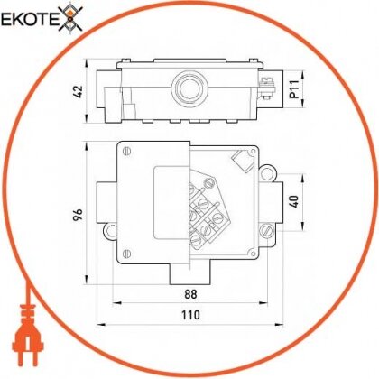 Коробка розподільна меаллическая Р11/3, IP 44, 400 B, 5*2,5, Enext, 17