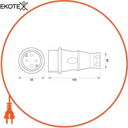 Enext s9100032 силова вилка переносна каучукова e.plug.rubber.070.32, 4п., 32а