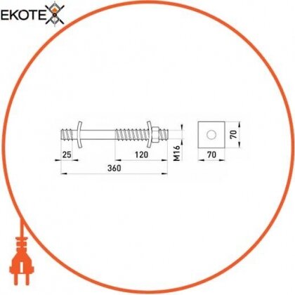 Enext p033003 проходной болт e.com.bolt.pro.360.16, 360 мм, м16
