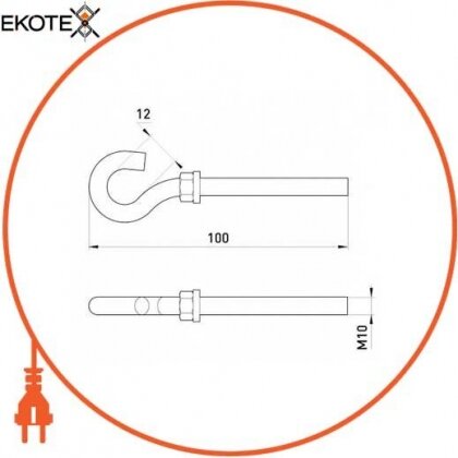 Анкерний гак e.anchor.hook.pro.M10.12.100, М10, 12х100мм, Enext, p037010
