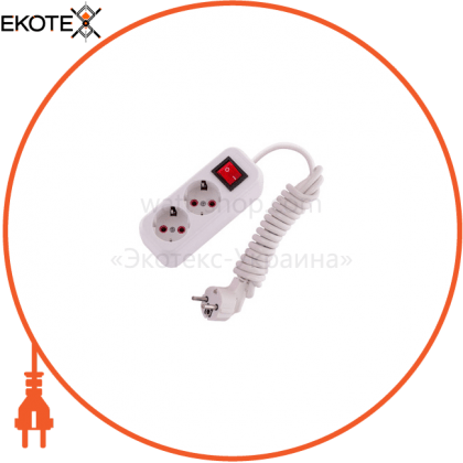 Подовжувач з/з 2 вх. 2 мт, з викл 720 0202 202 250V 16A~ / 3 x 1 mm, Lezard, 720-0202-202