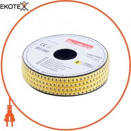 Маркер кабельний e.marker.stand.1.2.5.6, 1-2,5 кв. мм, "6", 1000 шт, Enext, s2037051