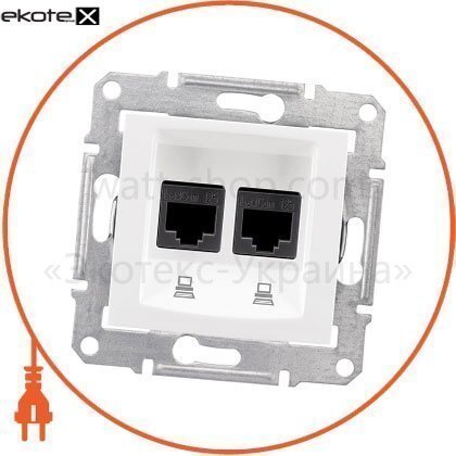 Sedna Розетка подвійна PC RJ45 cat.5e STP без рамки, білий, Schneider, SDN4600121
