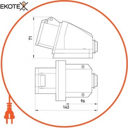 Силова розетка стаціонарна e.socket.pro.3.32, 3п., 220В, 32А (123), Enext, p012002