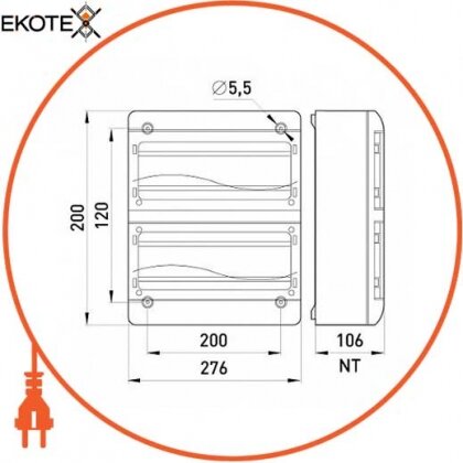 Enext 6664-226 корпус пластиковый, навесной (nt) 26-модульный, двухрядный, ip 55