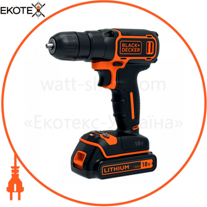 Дриль-шуруповерт акумуляторна BLACK + DECKER BDCD18, BLACK+DECKER, BDCD18