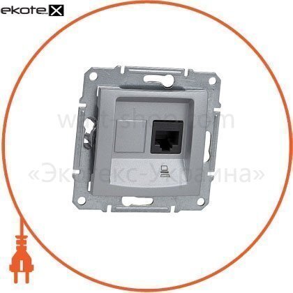 Sedna Розетка одинарна PC RJ45 cat.6 STP без рамки, алюмінієвий, Schneider, SDN4700160