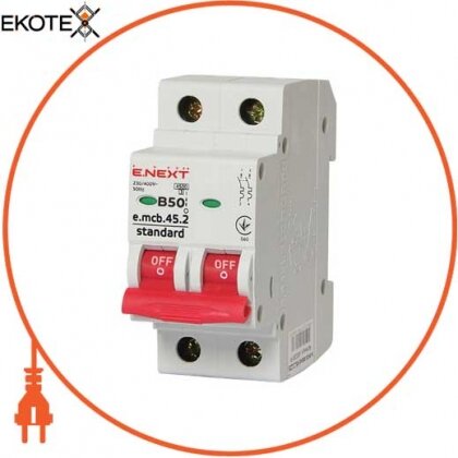Enext s001022 модульний автоматичний вимикач e.mcb.stand.45.2.b50, 2р, 50а, в, 4,5 ка