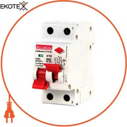 Enext p0620001 выключатель дифференциального тока (дифавтомат) e.elcb.pro.2.c10.30, 2р, 10а, c, 30ма с разделенной рукояткой