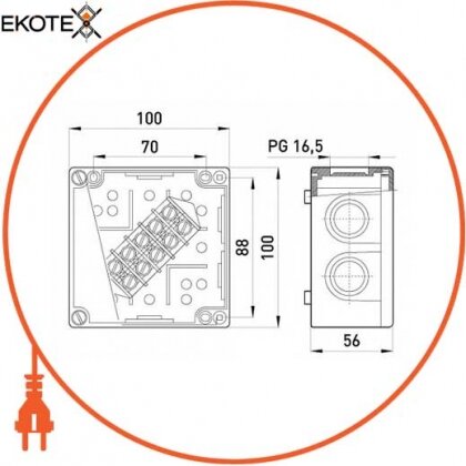 Коробка розподільна пластикова 6, IP44, 380 В, 5*4, Enext, 37