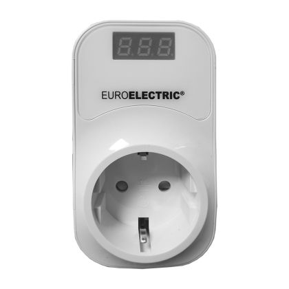 EUROELECTRIC Реле контролю напруги в розетку 16А 3,5кВт 150V-210V 230V-280V, Euroelectric, RV-16A/3,5kW