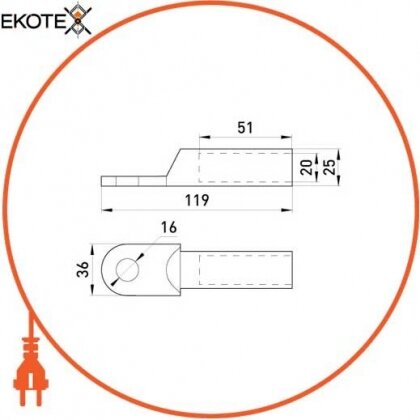 Кабельний мідний наконечник e.end.stand.dt.b240, Enext, s060011