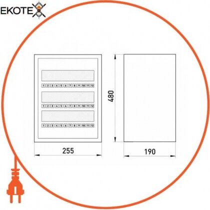 Шафа розподільний e.mbox.RNH-36 мет., герметичн. IP 54, навісний, 36 мод., 480х255х115 мм, Enext, RNH-36