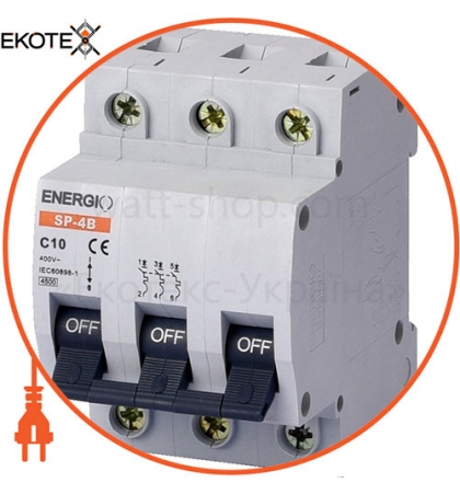 ENERGIO 70435 автоматический выключатель energio sp 3p c 10а 4.5ка