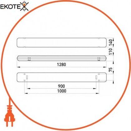 Enext l001082 светильник люминесцентный  влагозащищенный, с электронным пра e.lum.cpw.2.40.el.new  2х36/40w ip65 (лпп)