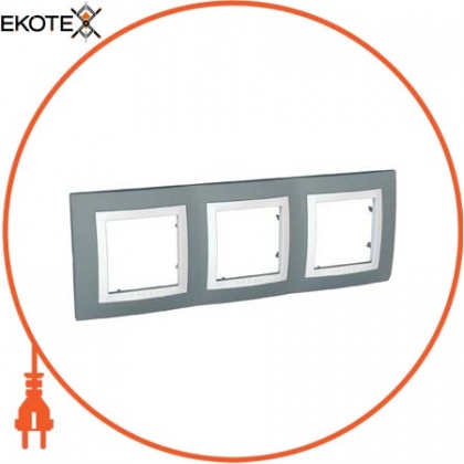 Unica Basic - декоративна рамка - 3 gangs, H71 - technical grey / white, Schneider, MGU2.006.858