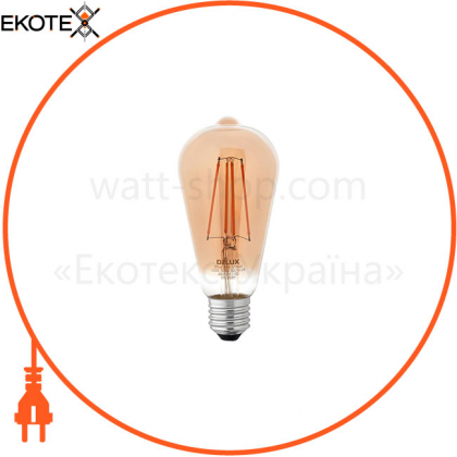 Лампа светодиодная DELUX ST64 8 Вт 2700K 220В E27  filament