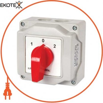 Пакетний перемикач LK63/3.323-ОВ/45 в корпусі, 3p, 1-0-2, 63А, IP44, Enext, 8834-200