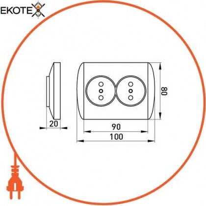 Розетка e.install.stand.810DB c з/до подвійна, Enext, s035010