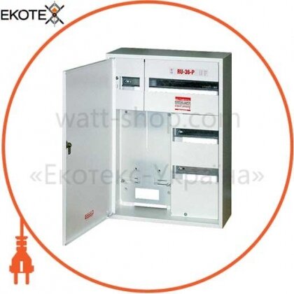 Шафа розподільний e.mbox.RU-36-P-Z/O мет. навісний, 3-ф. лічильник,36 мод. замком, c вікном,560х410х185 мм, Enext, RU-36-P-Z/O