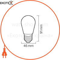 Лампа SMD LED 2W  E27 44Lm 220-240V червона/1/200