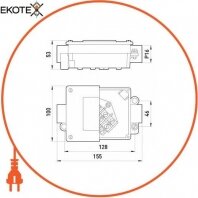 Коробка розподільна меаллическая Р16/2, IP 44, 400 B, 5*6, Enext, 22