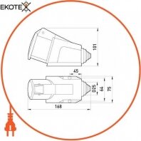 Силова розетка стаціонарна 3Р+Z, 400В, 16А, IP44, Enext, 47