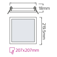 Світлодіодний світильник врізний Slim/Sq-18 18W 4200К, Horoz Electric, 056-005-0018-030