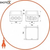 Коробка розподільна пластикова Z1 W IP 55 (166*166*140), Enext, 58