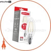 LED лампа MAXUS (filam), C37, 4W, теплый свет, E14 (1-LED-537)