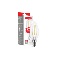 Лампа світлодіодна філаментна MAXUS C37 4W яскраве світло E14 (1-LED-538-01), Maxus, 1-LED-538-01