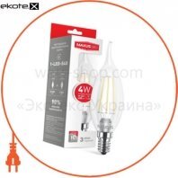 LED лампа MAXUS (filam), C37 TL, 4W, яргкий свет, E14 (1-LED-540)
