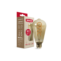 Лампа світлодіодна філаментна MAXUS арт деко ST64 4W 2200K E27 Vintage, Maxus, 1-LED-7164