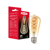 Лампа светодиодная филаментная ST64 FM 6W 2400K 220V E27 Golden Deco