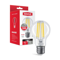 Лампа світлодіодна філаментна A60 FM 10W 4100K 220V E27 Clear DIM, Maxus, 1-MFM-765