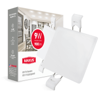 LED світильник точковий врізний MAXUS SP edge 9W, 4100К (квадрат), Maxus, 1-MSP-0941-S