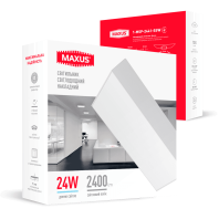 Накладной настенно-потолочный светодиодный светильник 1-MSP-2441-SSW MAXUS SP Ceiling 24W 4100K Square Slim White