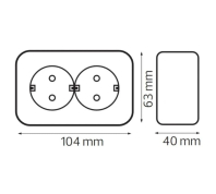 Розетка подвійна з заземленням біла EVA, Horoz Electric, 112-004-0002-010