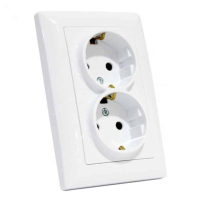 Розетка подвійна з заземленням біла TINA, Horoz Electric, 112-005-0019-010