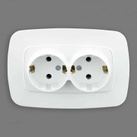 Розетка подвійна з заземленням біла ELA, Horoz Electric, 112-007-0008-010