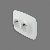 Розетка подвійна з заземленням біла ELA, Horoz Electric, 112-007-0008-010