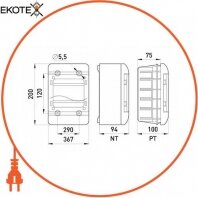 Корпус пластиковий навісний (NT) 18-модульний, однорядний, IP 40, Enext, 6665-118