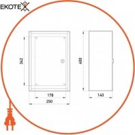 Enext БМ-40(стекло)+П бокс монтажний навісний бм-40(стекло)+п (250х400х140) ip54