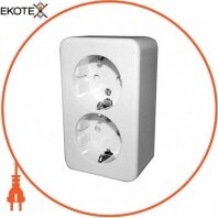 Розетка подвійна e.touch.1232.w. з з/к, для зовнішнього монтажу, біла, Enext, p043014