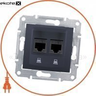 Sedna Розетка PC RJ45 cat.6 STP без рамки, графіт