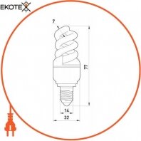 Enext l0260017 лампа энергосберегающая e.save.screw.e14.5.4200.t2, тип screw, патрон е14, 5w, 4200 к, колба т2