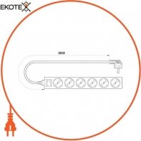 Подовжувач e.es.6.3.z.s.b 6 гнізд, 3м з з/к вимикачем, baby protect, Enext, s042025