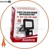 Magnum 90014086 прожектор светодиодный magnum fl eco led 10вт slim 6500к ip44 с датч.движения