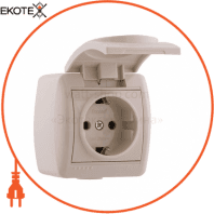 Розетка з/з з кришкою кераміка 710-0300-123 Колір Крем / Крем 250V 16A~